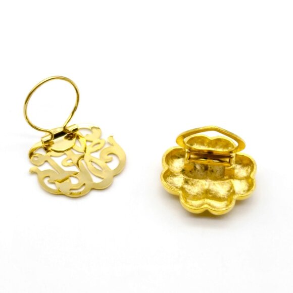 Vintage Basic Scarf Clip Lot, 2 Elegant Minimalist Shawl Slide Bundle - Picture 2 of 2